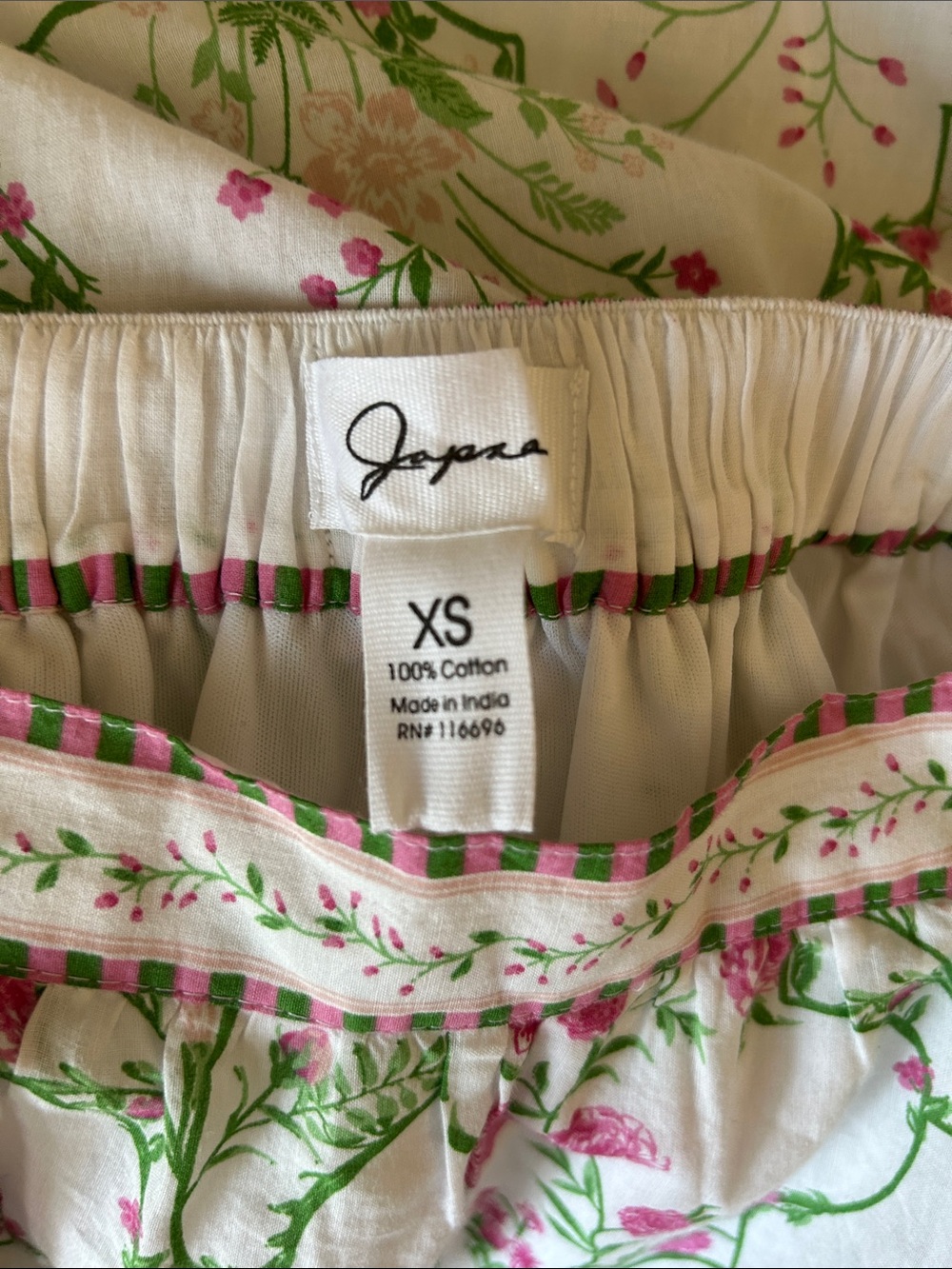 Japna White Floral Crop Top and Maxi Skirt Set with Pink and Green Print - Picture 11 of 12